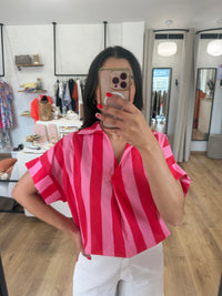 Blouse rouge rose - rayure