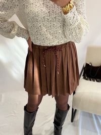 Jupe plissée choco - Suédine