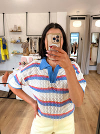 Haut crochet bleu - Jeanne