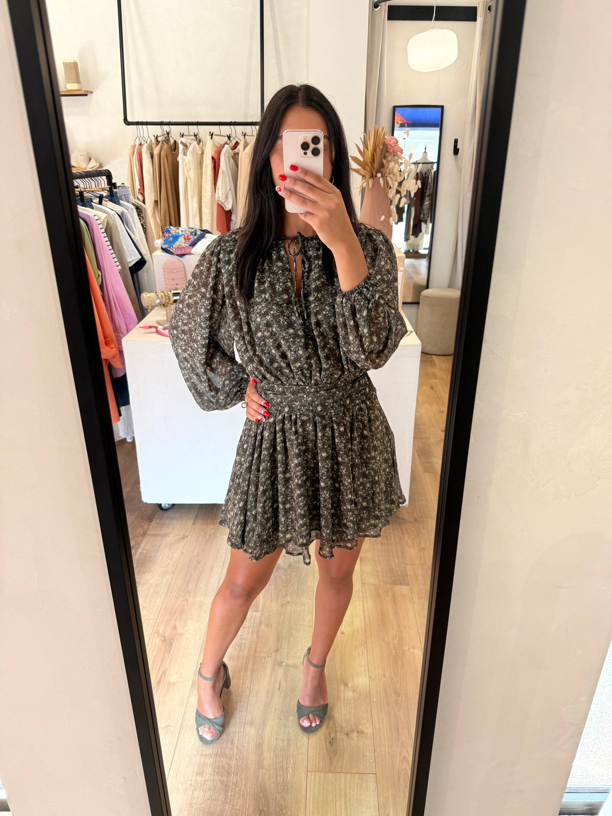 Robe kaki motifs - céleste