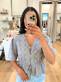 Haut broderie taupe - Victor