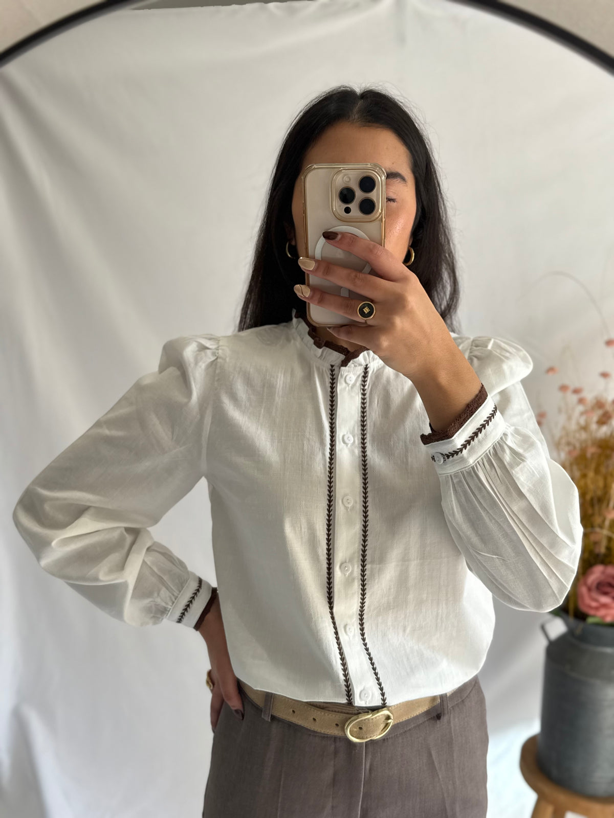 Blouse brodée blanc - Céleste