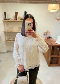 Blouse broderie beige - Margo