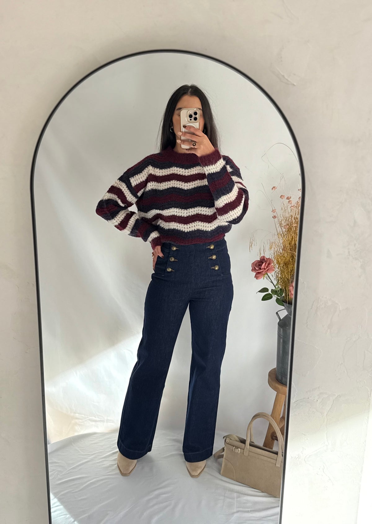 Pull rayure bordeaux - Margot