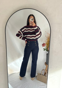 Pull rayure bordeaux - Margot