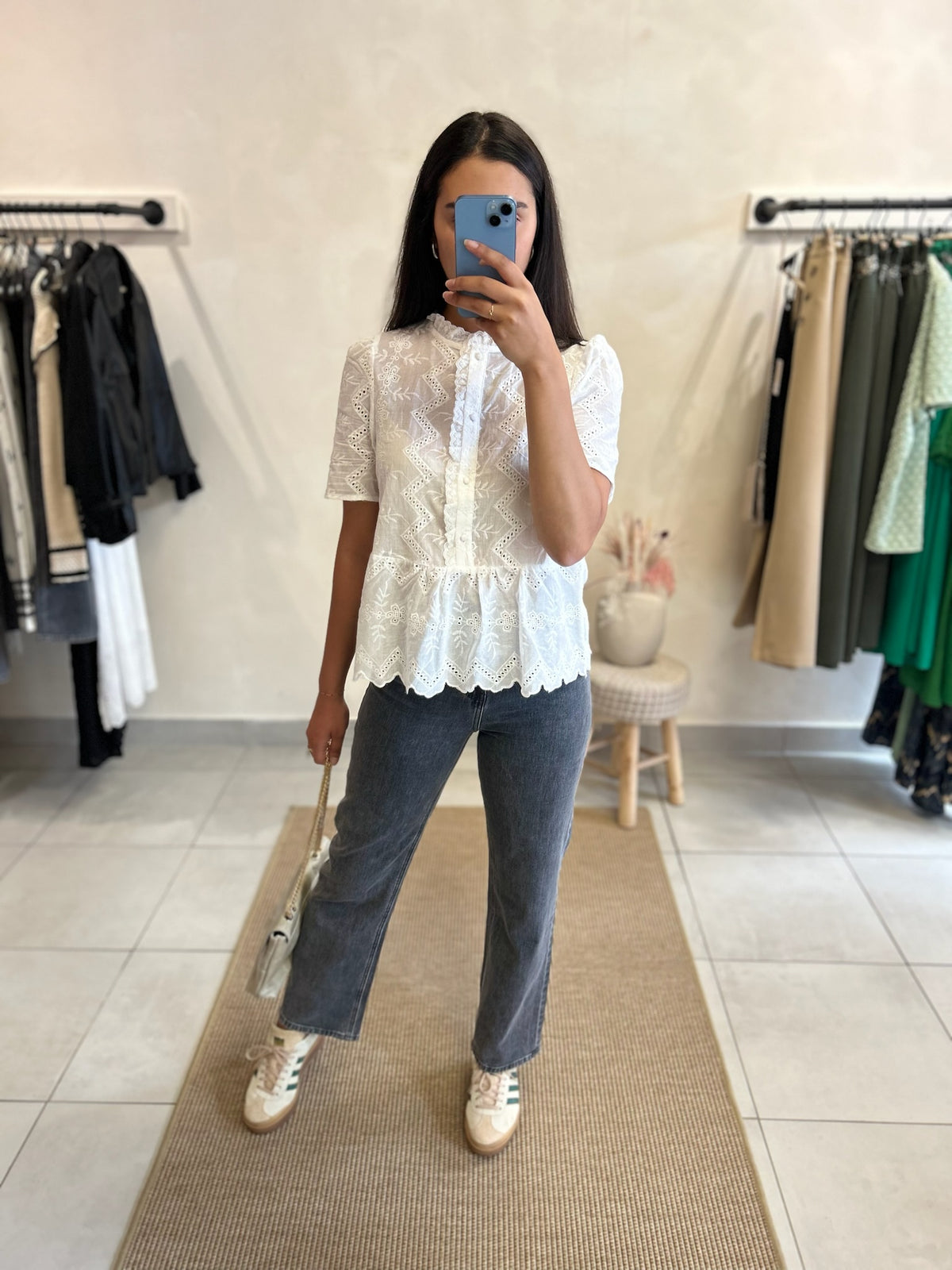 Blouse manche courte Blanc - Ema