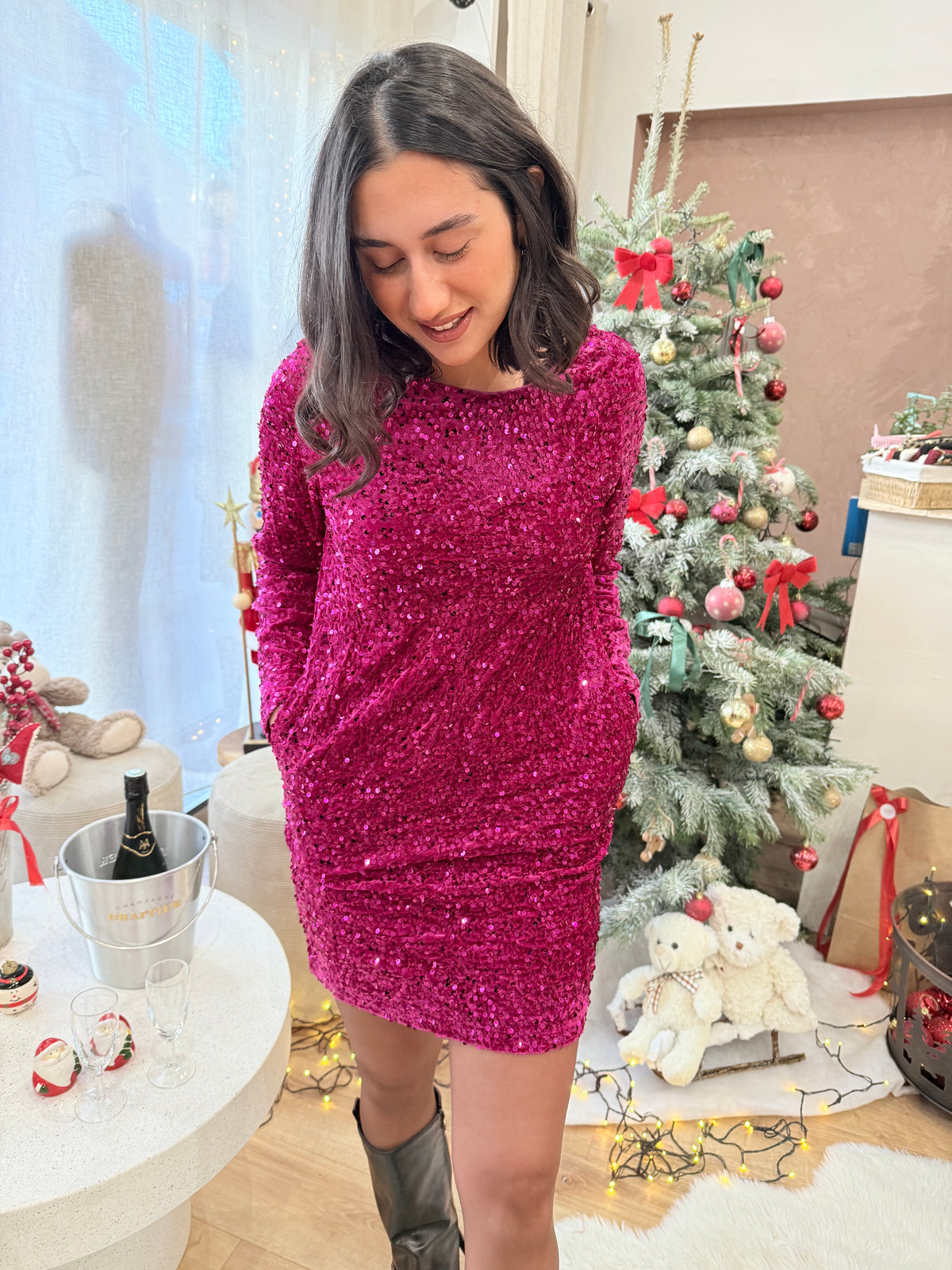 Robe sequins fushia - Iris