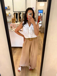 Pantalon gaze de coton - Camel