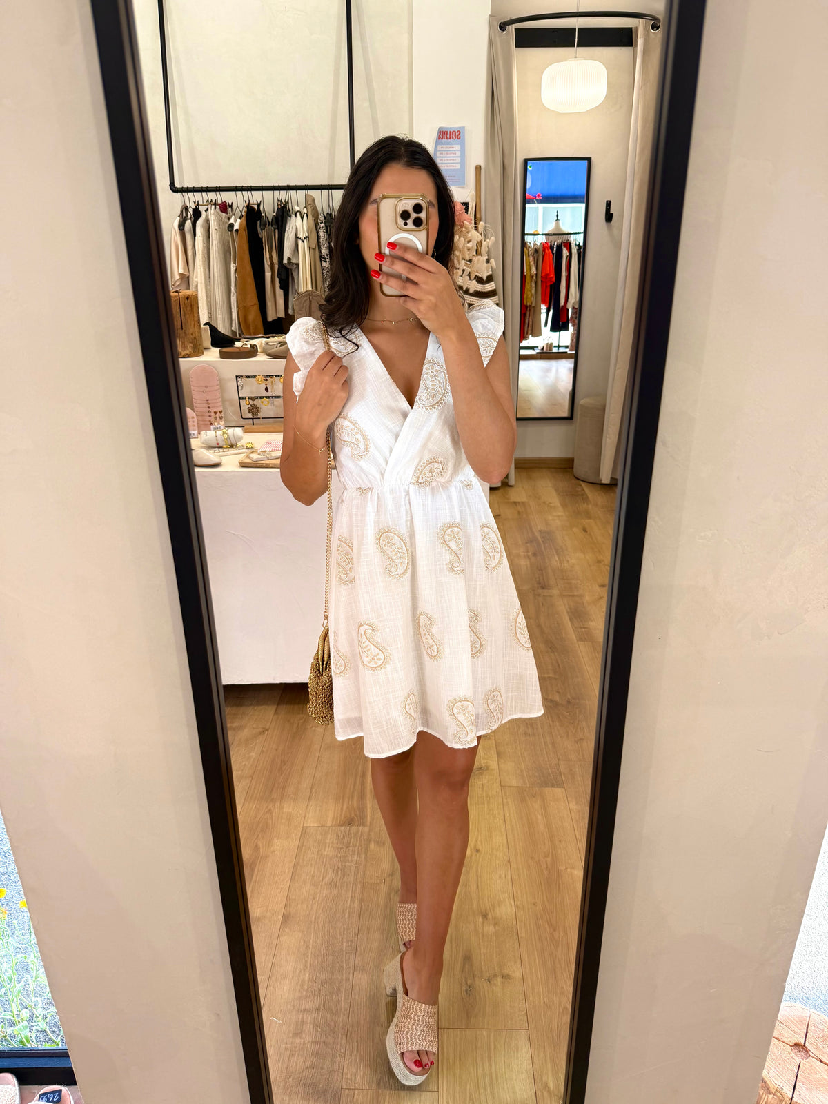 Robe motifs beige - Ava