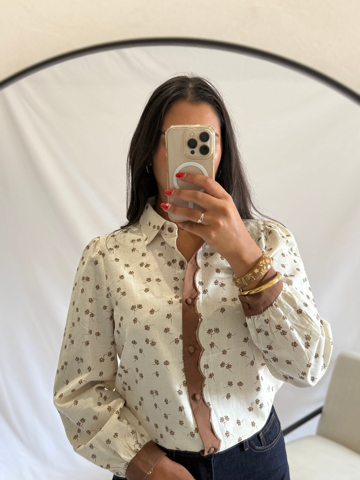 Blouse motifs marron - Inès