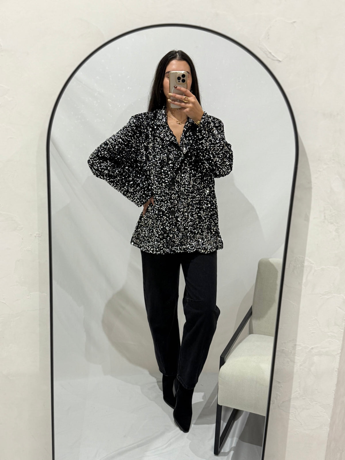 Blazer velours argenté - Paillettes