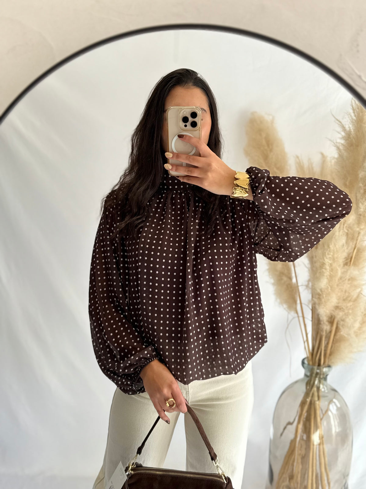 Blouse à pois choco - Opia