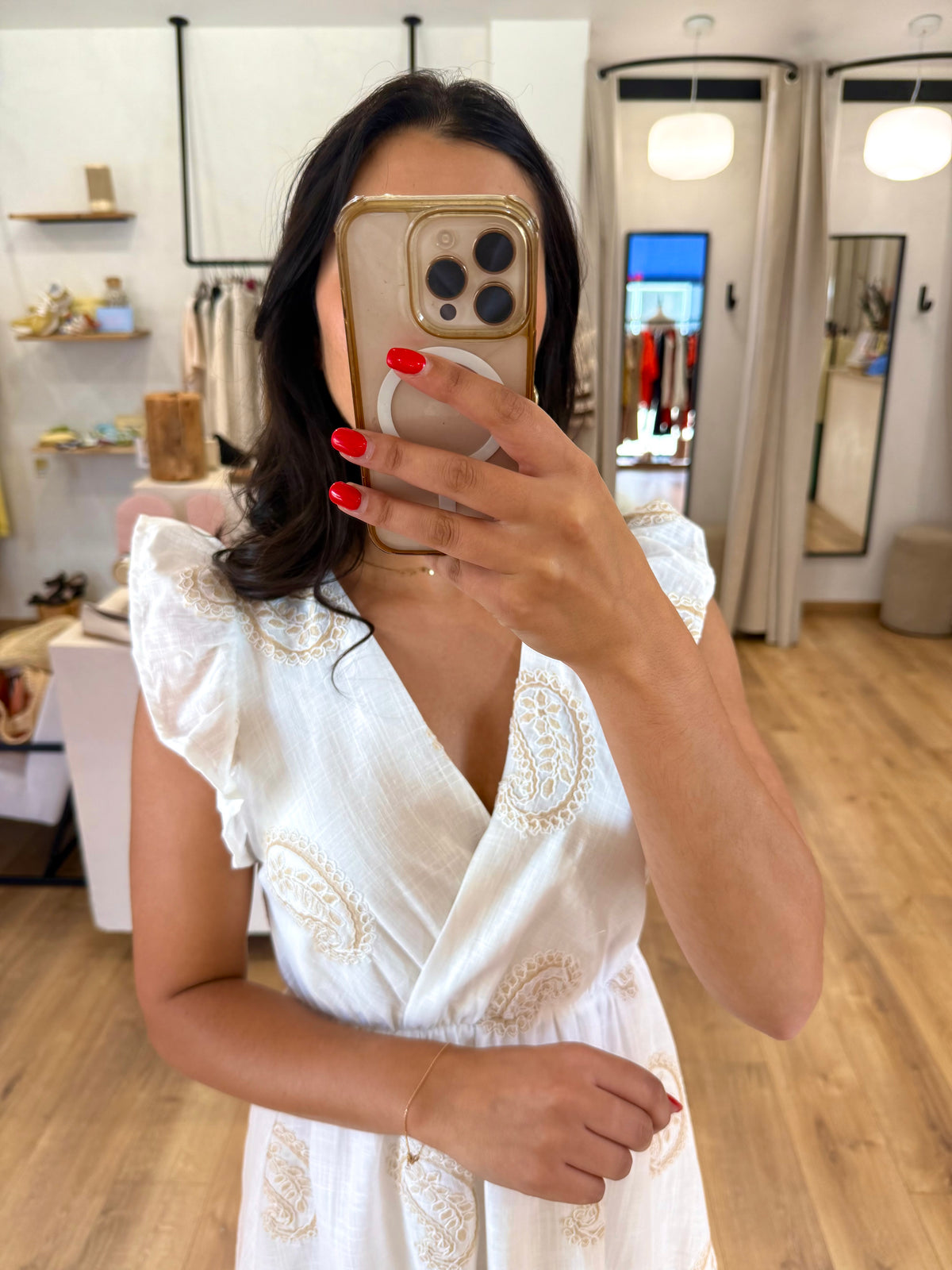 Robe motifs beige - Ava