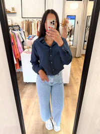 Blouse carreaux marine - Eva
