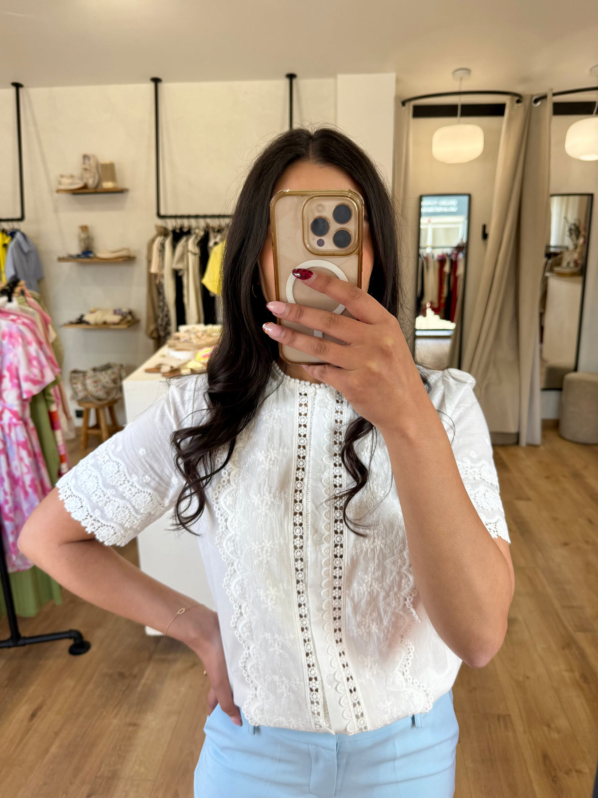 Blouse broderie blanc - Inaya