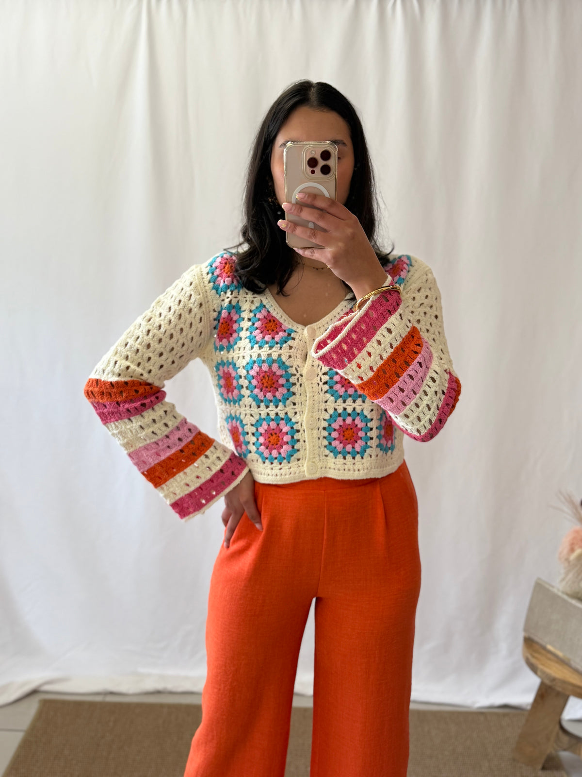 Gilet crochet fushia - Tolas