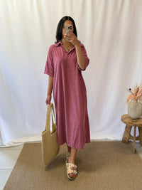 Robe éponge vieux rose - Olivia