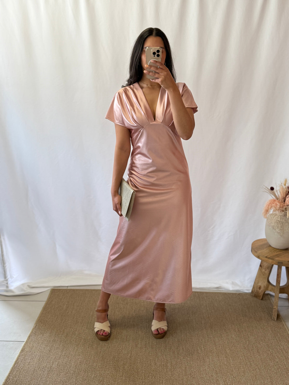 Robe longue rose poudré - Isore