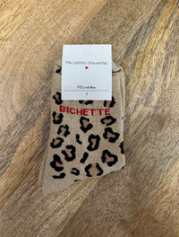 Chaussette beige - léopard