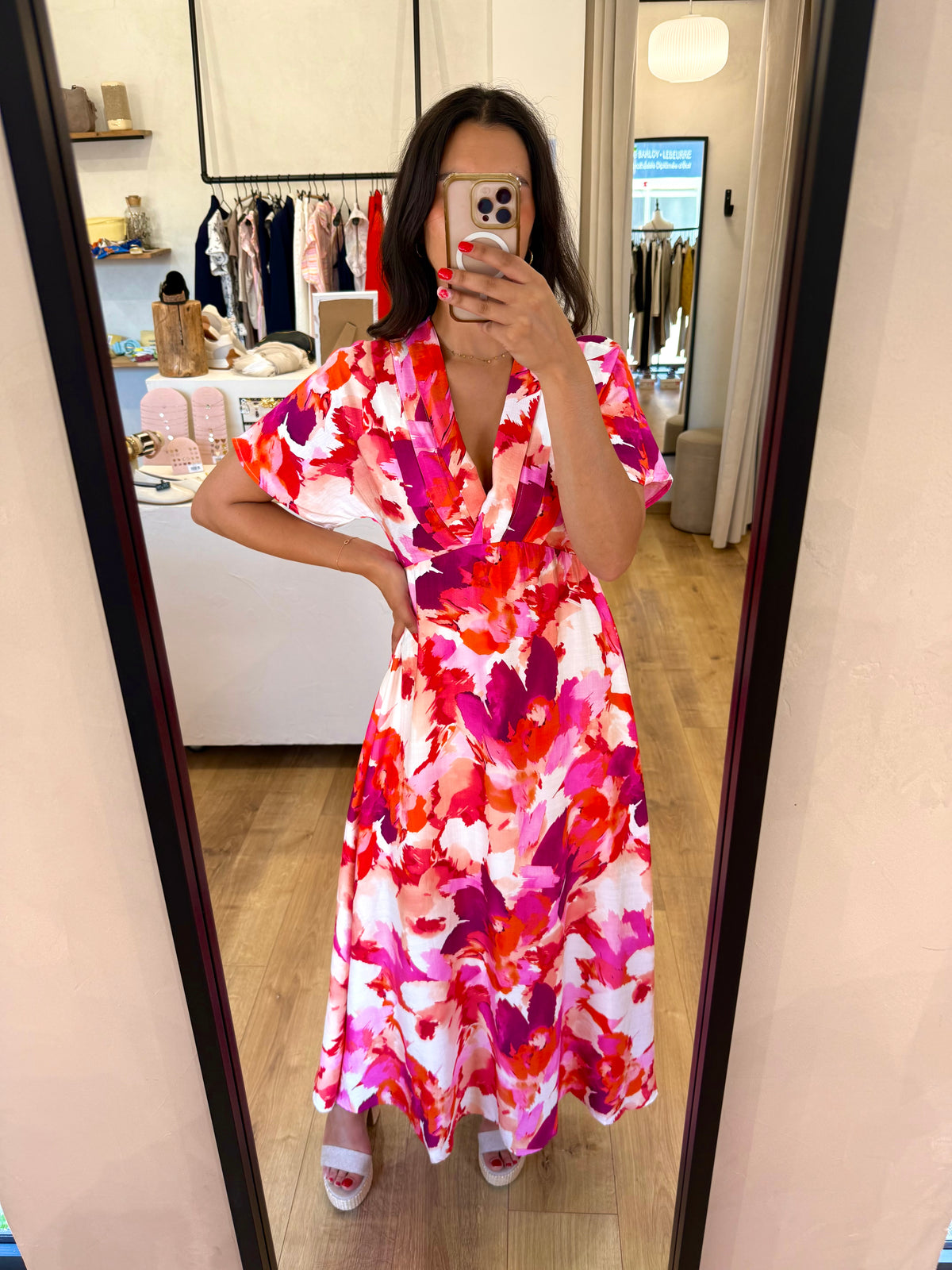 Robe longue rose - isora