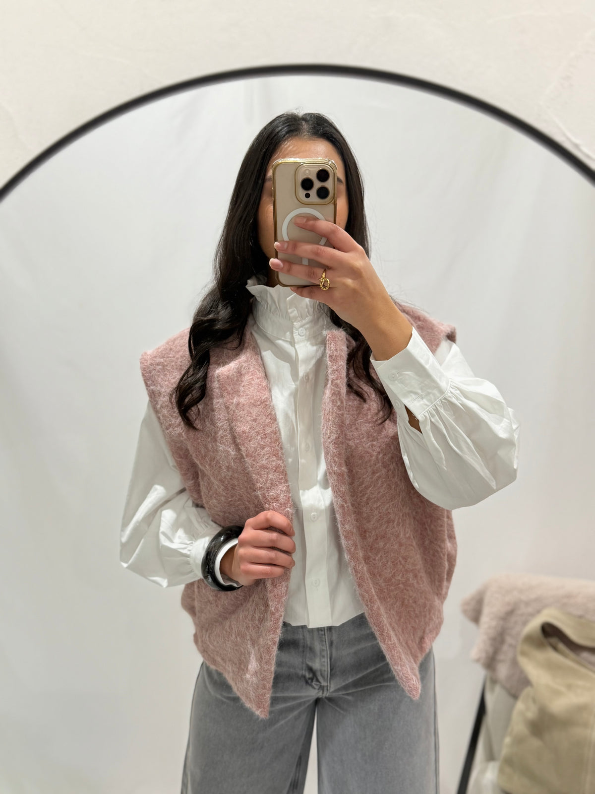 Gilet rose poudré  - ASTHER