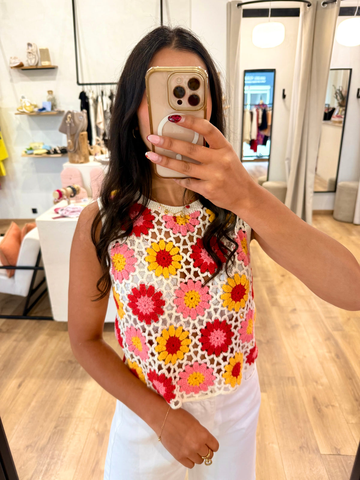 Haut crochet rose - Louise