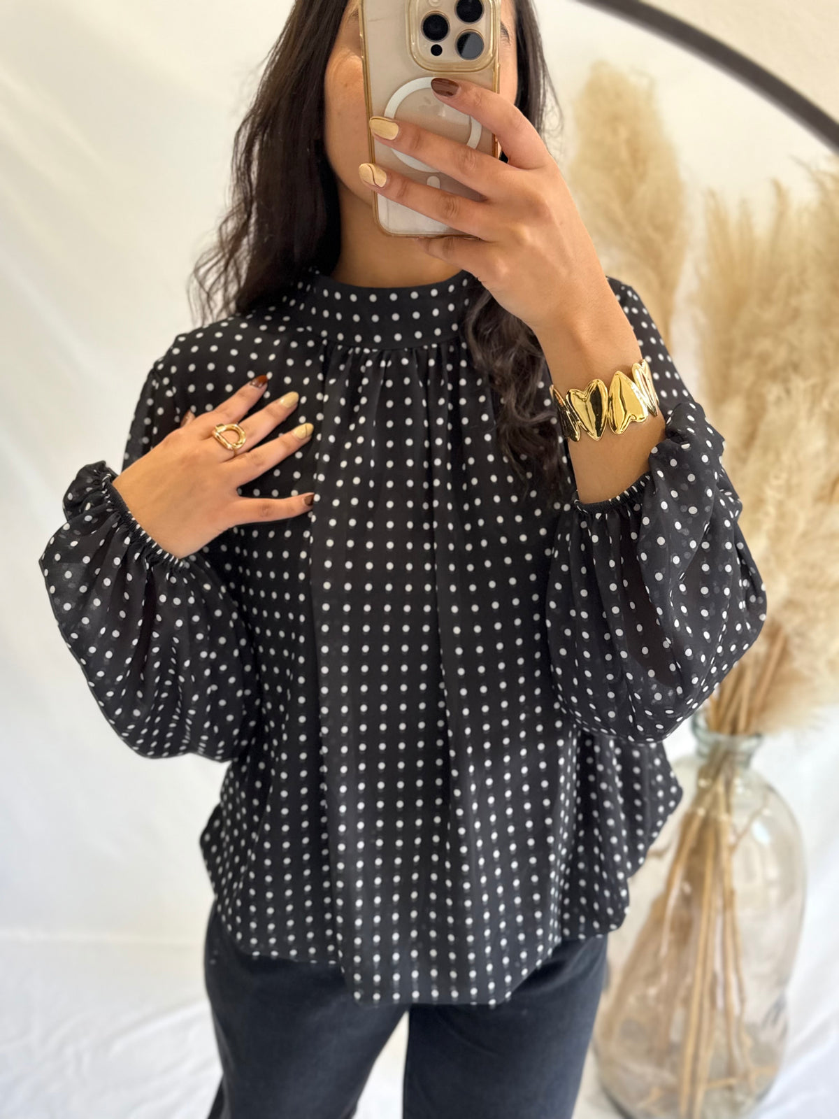 Blouse à pois noir - Opia
