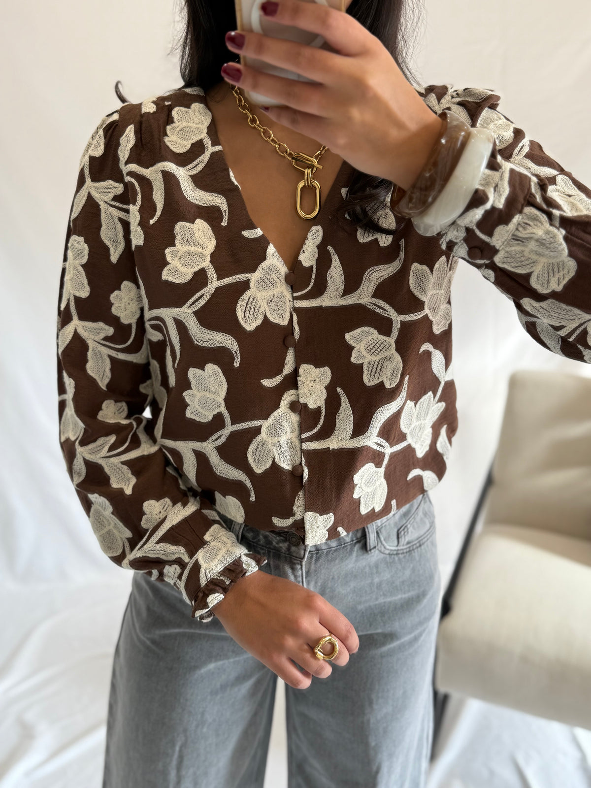 Blouse motifs chocolat - Elodie