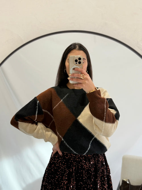 Pull jacquard noir - Ilona