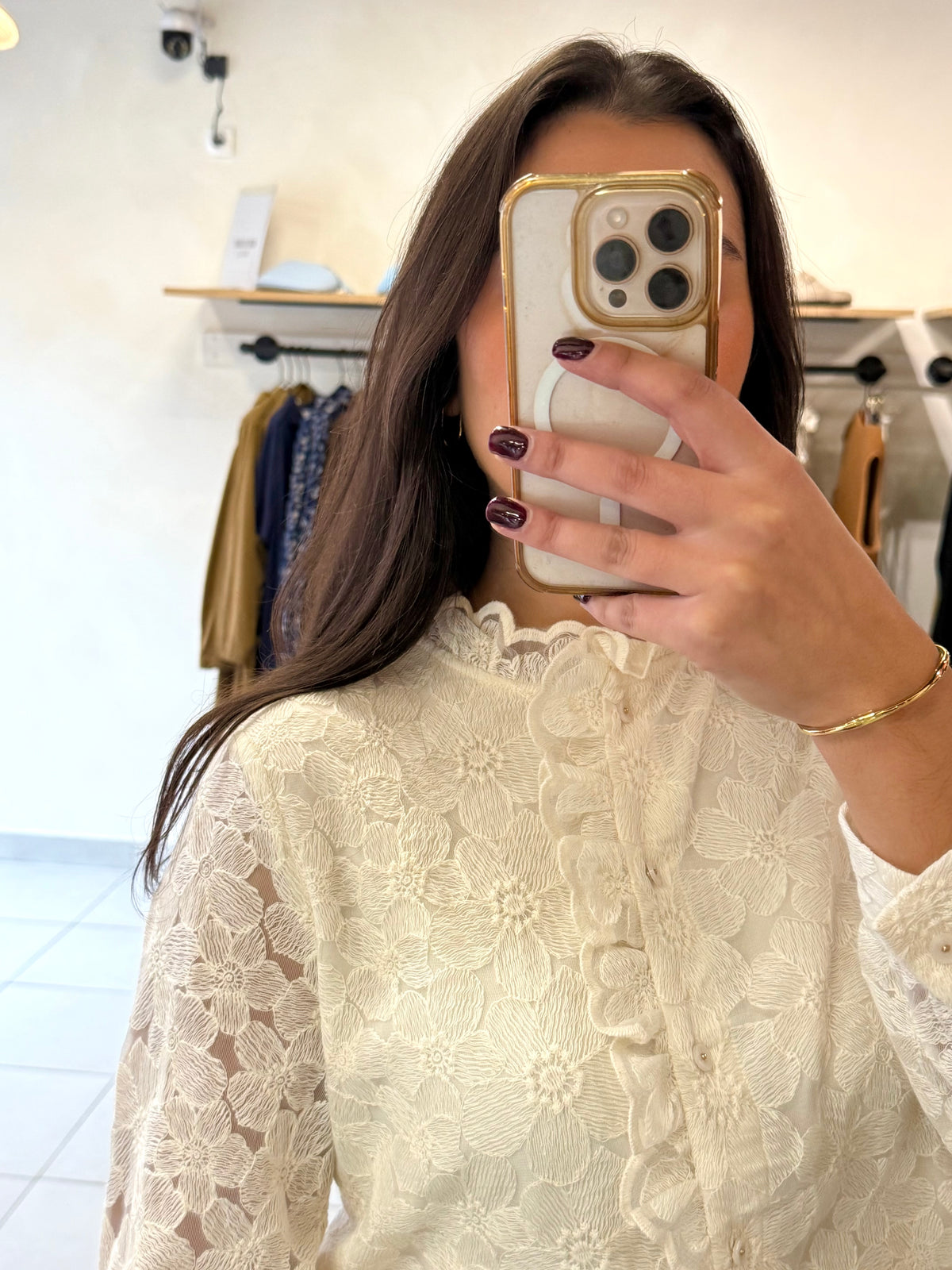 Blouse dentelle beige - Léna