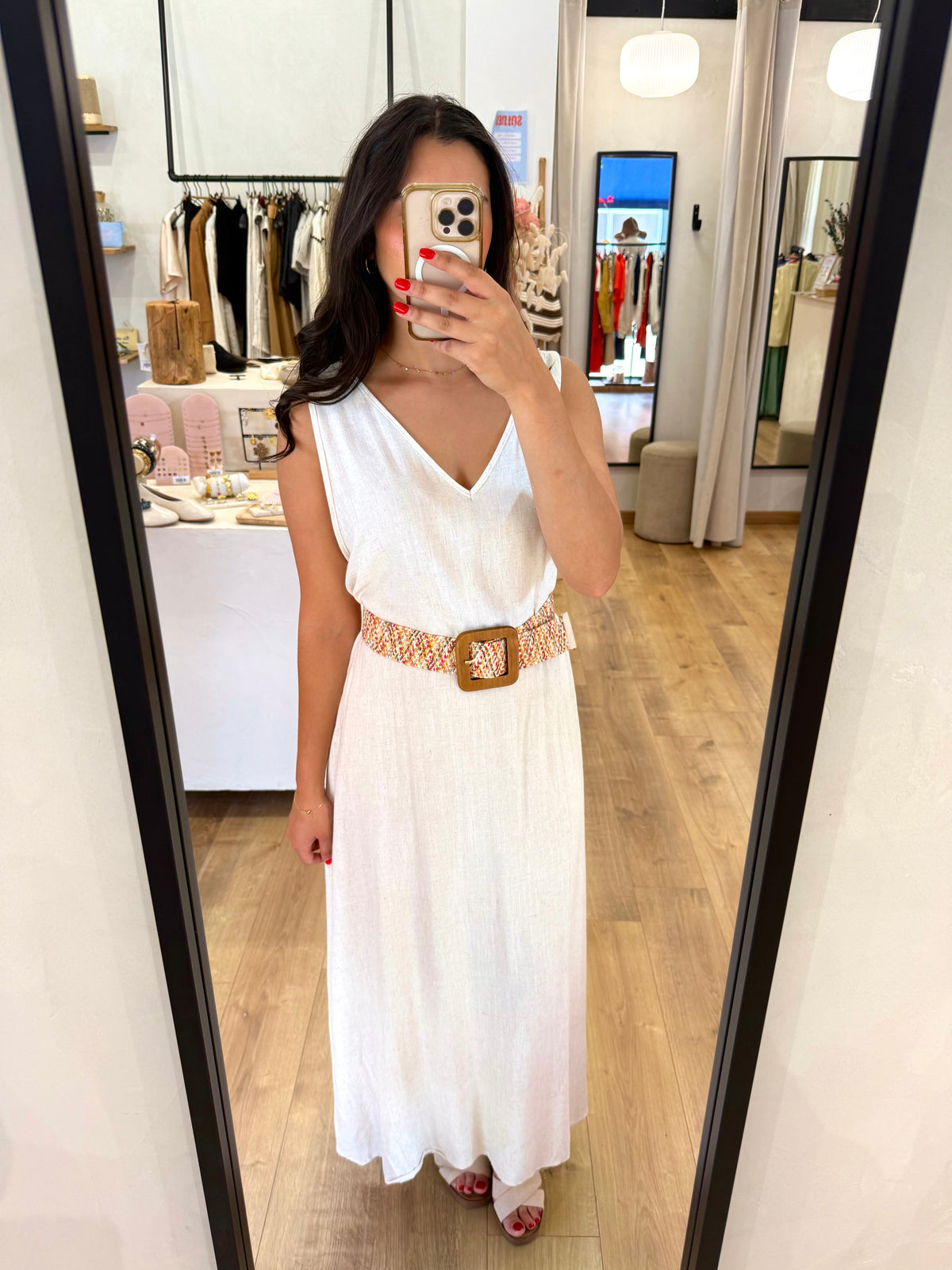 Robe fluide lin - beige