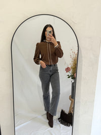 Blouse brodée choco - Louna