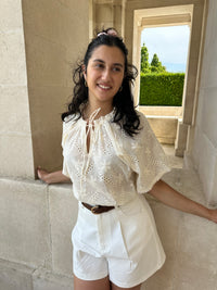 Blouse broderie beige - Pauline
