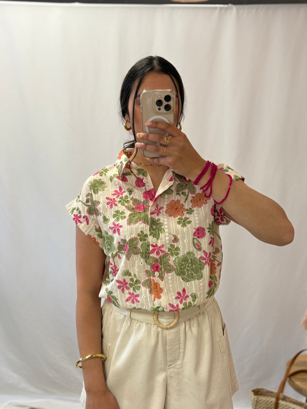 Blouse motifs vert - Elisa