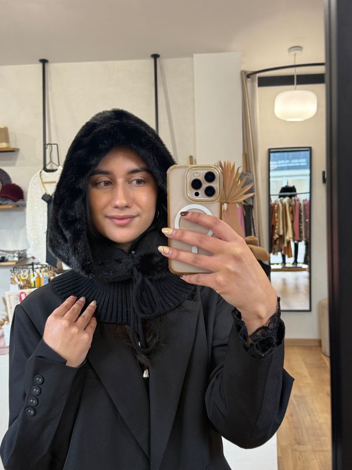 Cagoule fourrure - noir