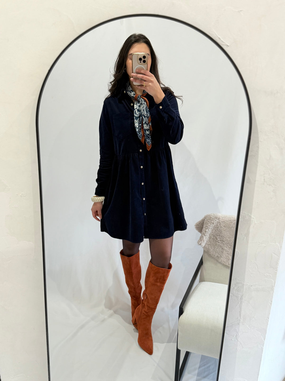 Robe velour marine - Alio