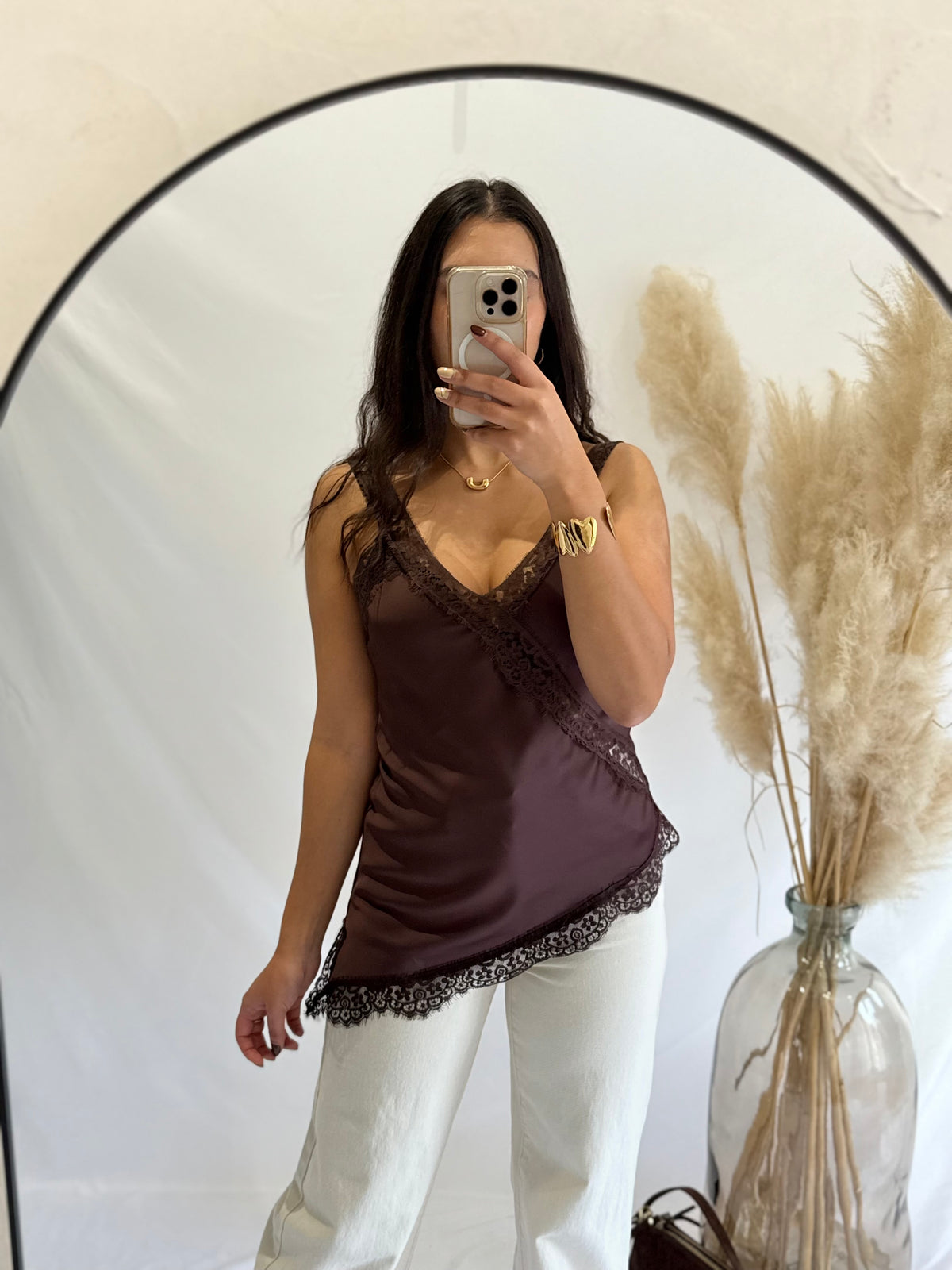 Top marron dentelle - Iruis