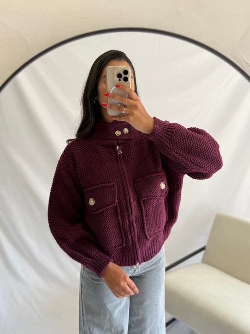 Veste maille - Prune