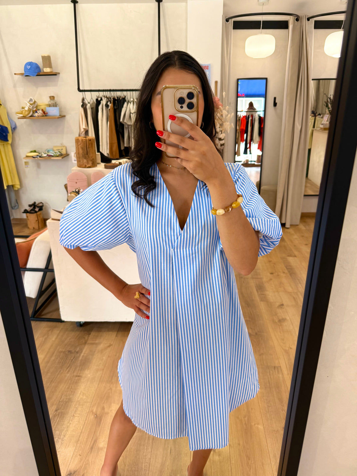 Robe bleu ciel - rayure