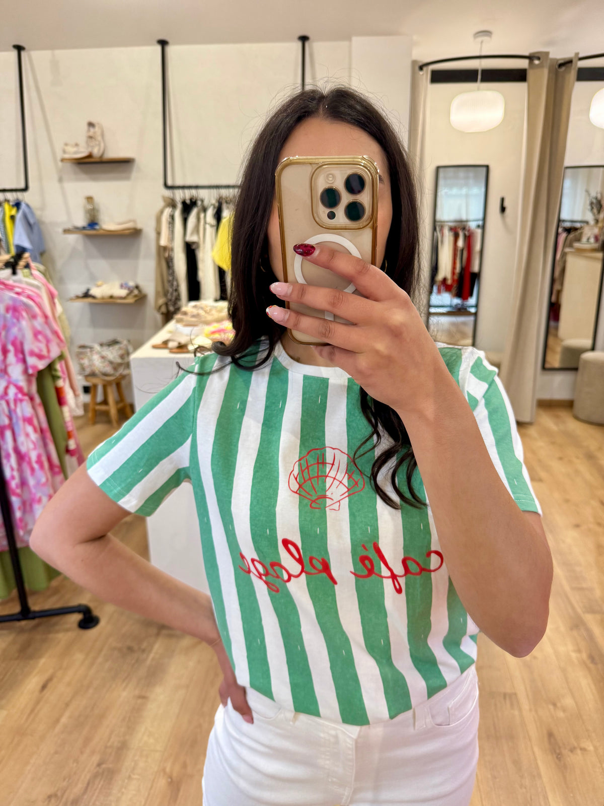 Tee shirt rayure vert - Nina