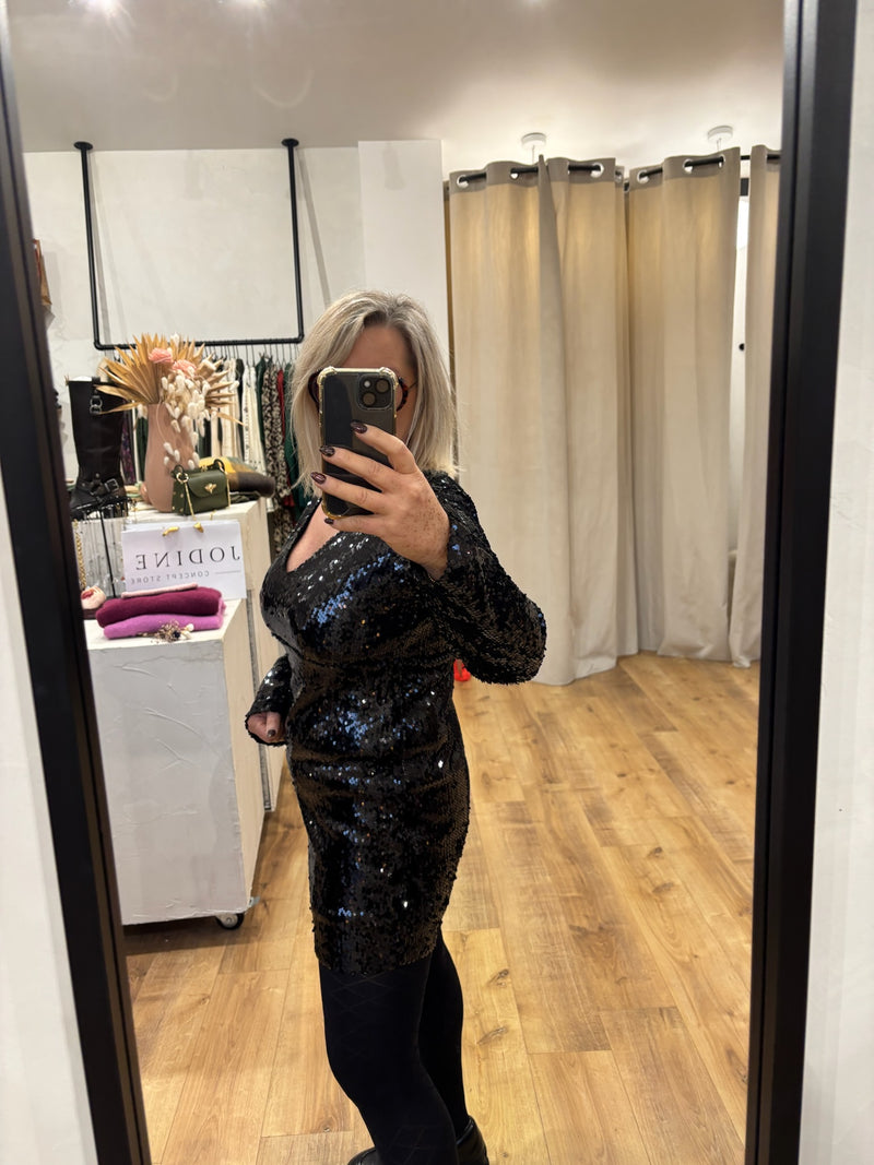 Robe noir sequins - Madie