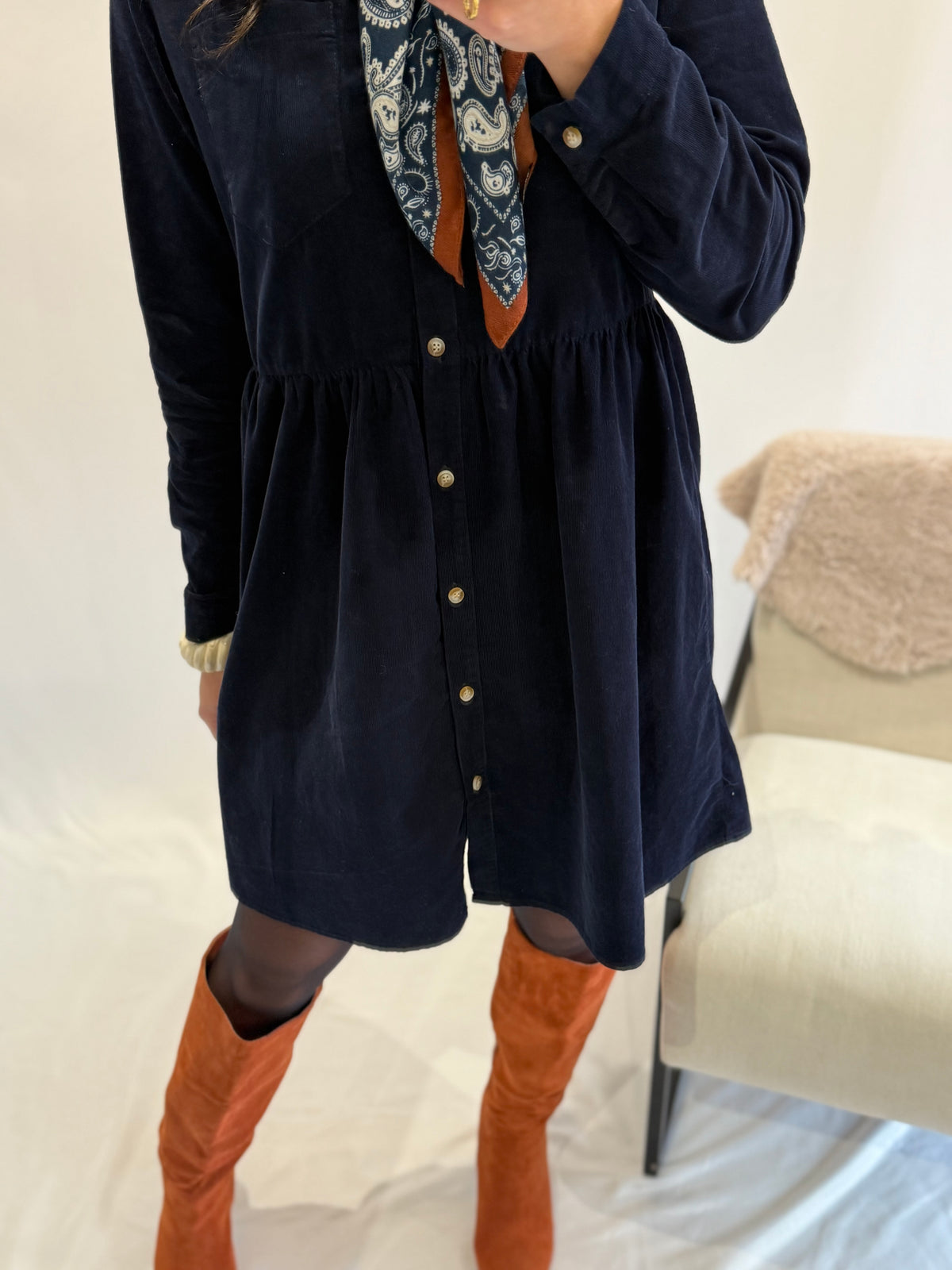 Robe velour marine - Alio