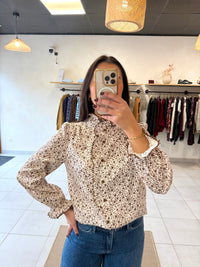 Blouse motifs marron - Elisa