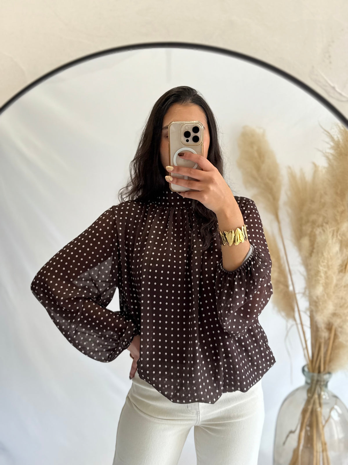 Blouse à pois choco - Opia