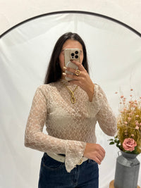 Haut dentelle - taupe