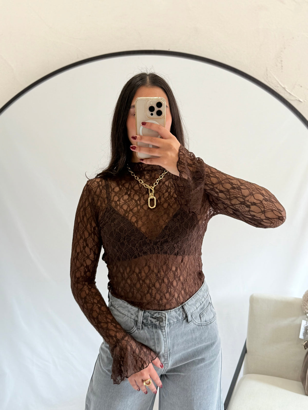 Haut dentelle - chocolat