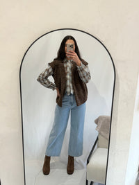 Blouse vichy bleu choco - Emy