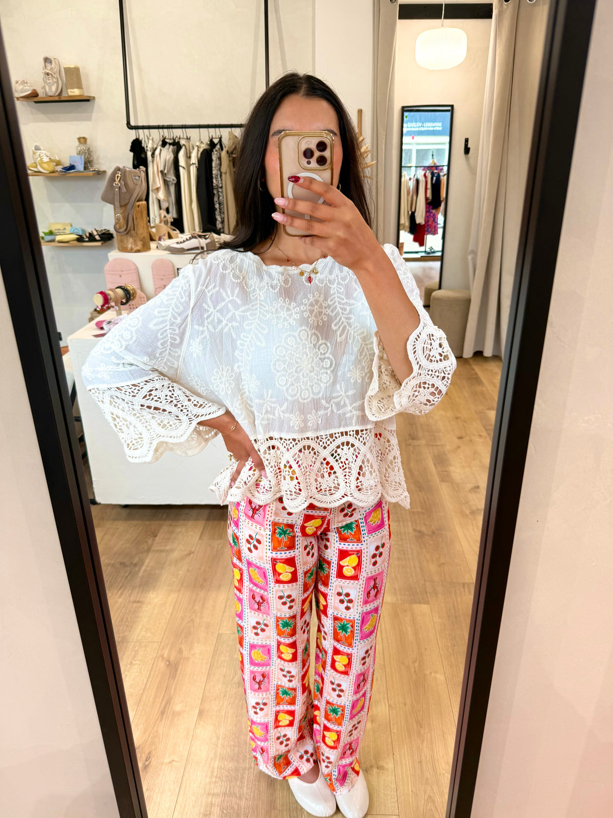 Haut Beige Broderie - Ema