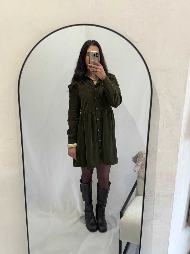 Robe velour kaki - Alio