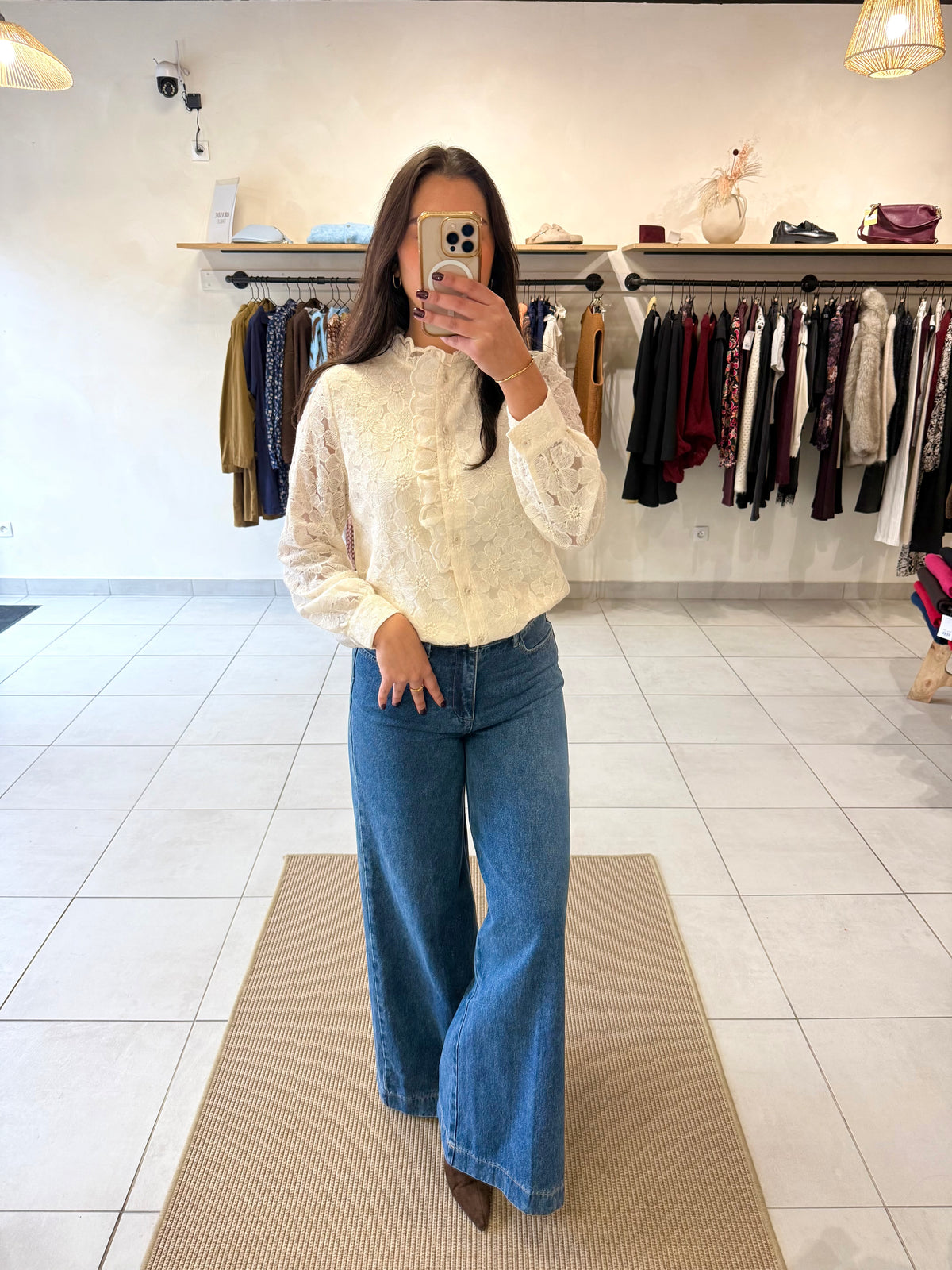 Blouse dentelle beige - Léna